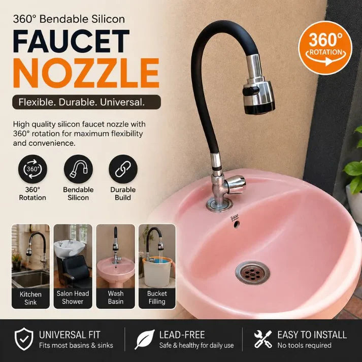 360° Bendable Silicone Tap Extension Faucet Nozzle – Soft & Shower water
