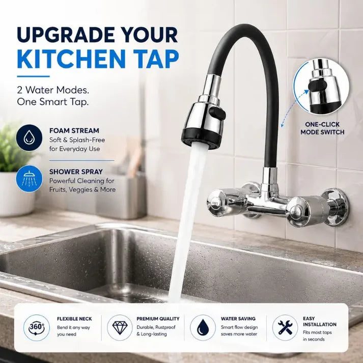 360° Bendable Silicone Tap Extension Faucet Nozzle – Soft & Shower water