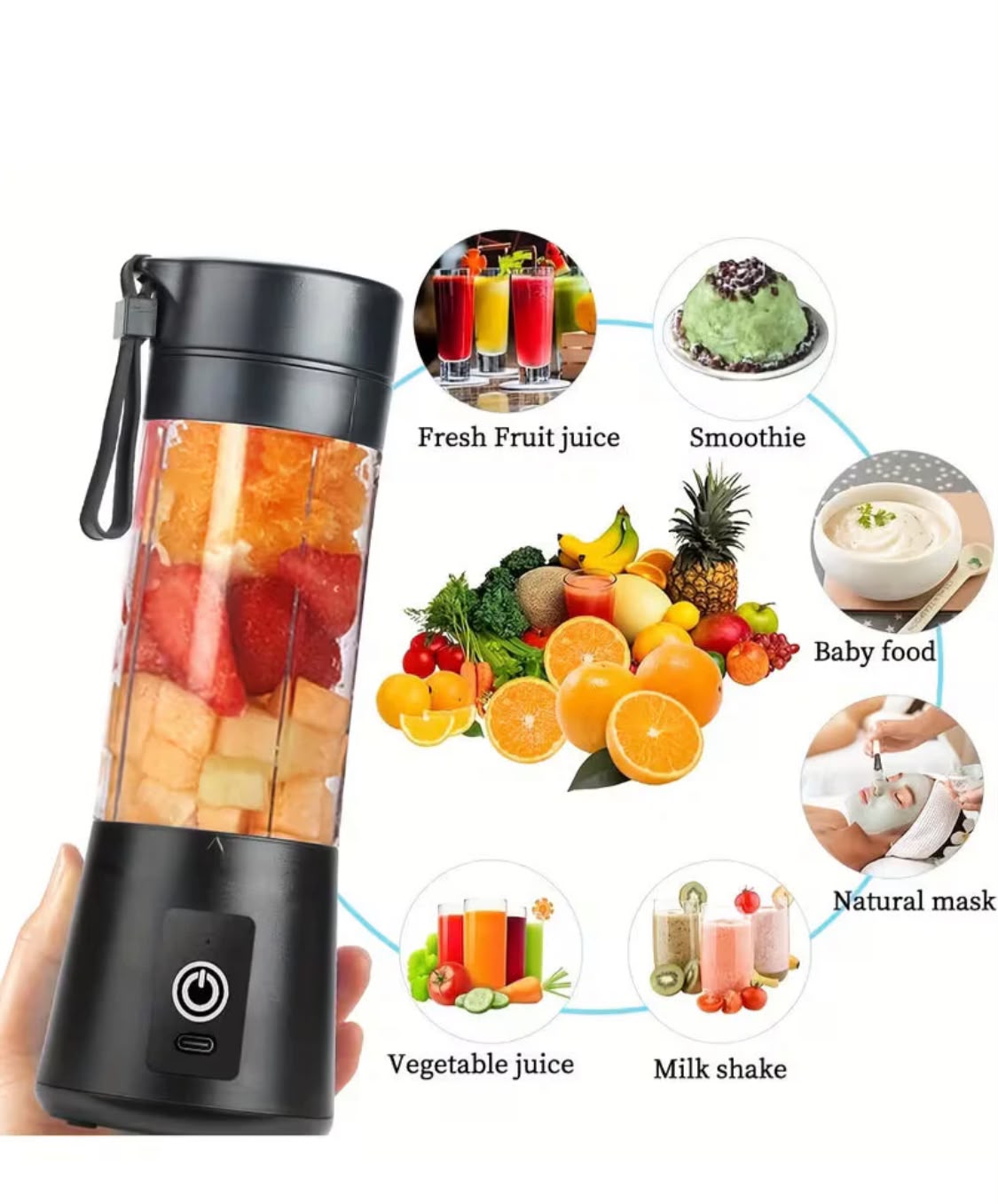 Mini Portable USB Electric Blender & Fruit Juicer – Rechargeable & Compact